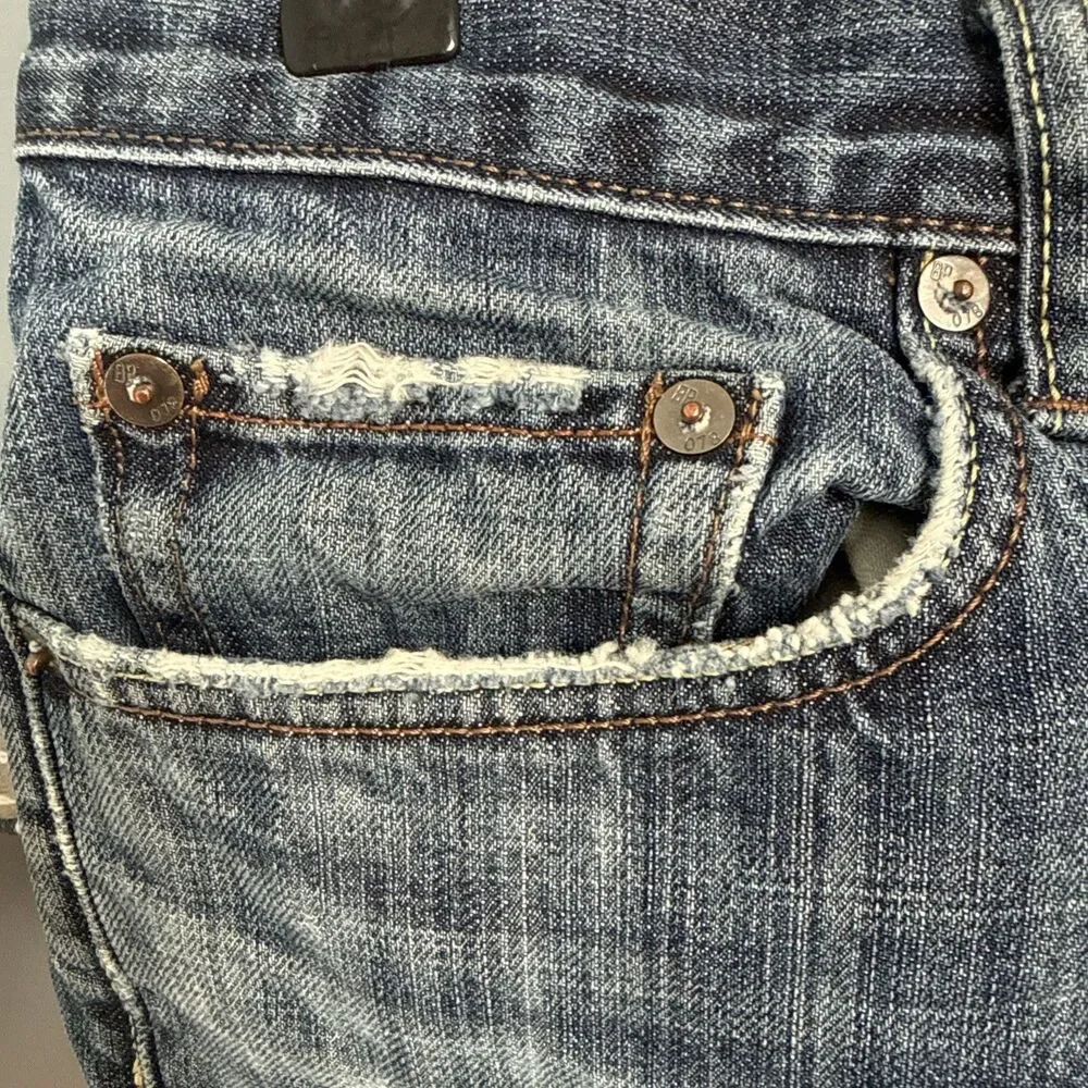 Banana Republic Mens Straight Fit Jeans Blue Distressed Denim Size 36 x 32